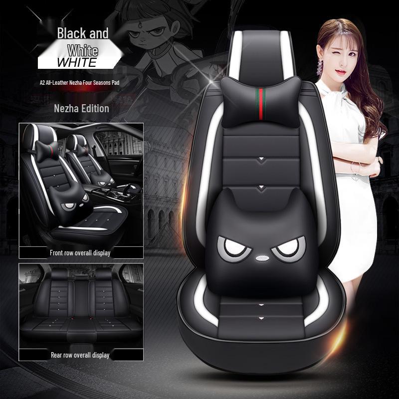 A2 Cartoon Full Leather Car Seat Cushion - New Devil Design