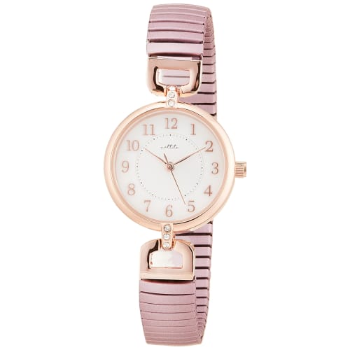 Fieldwork Women's Analog Watch with Accordion Pattern and Metal Band, Pink Gold, YM068-2