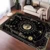 Black Mystical Carpet Featuring Star Moon and Sun Designs Anti-slip Floor Mat for Living Room Bedroom Decor Doormat
