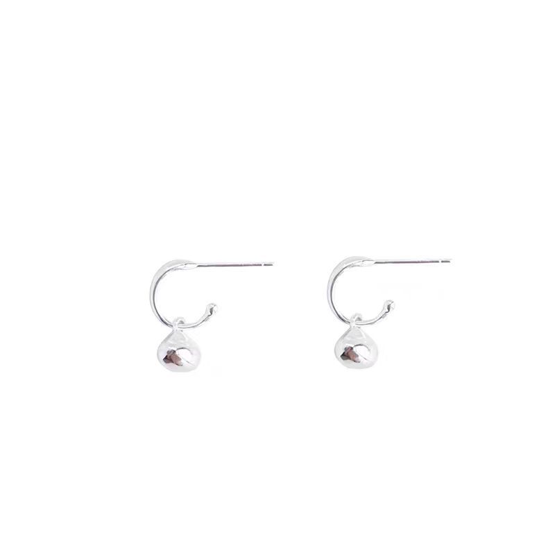 Little Silver Bean~ Wind Simple Premium Sense Full Body Sterling Silver Niche Earrings, Solid Bean Versatile Stud Earrings Women