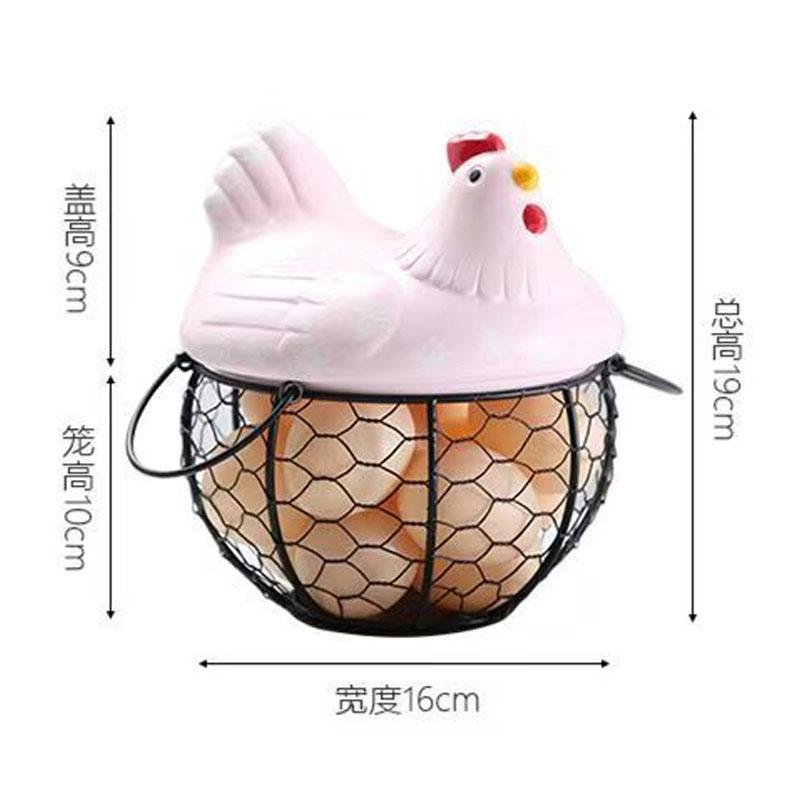 Chicken Design Ceramic Egg Storage Basket Iron Basket Holds 15-25 Eggs, Egg Holder, Organizer Case, Container Egg Basket Holder