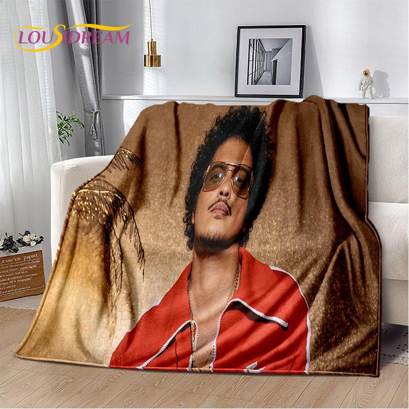 3D HD Bruno Mars Sänger Star Weiche Plüschdecke, Flanelldecke Überwurfdecke für Wohnzimmer Schlafzimmer Bett Sofa Picknick Abdeckung Kinder