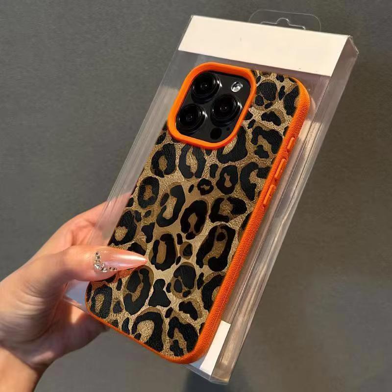 INS Brown Leopard Print Phone Case For iPhone 17AIir 16 Pro Max 15 14 Plus 13 12 11 XR XS Max Lichee Pattern Soft Silicone Cover