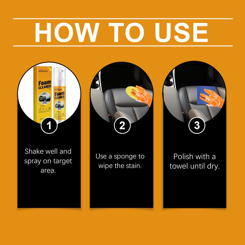 Versatile Foam Cleaner for Automotive Upholstery Steering Wheel Plastic Dashboard Multipurpose Interior Cleaning Set Easy Use