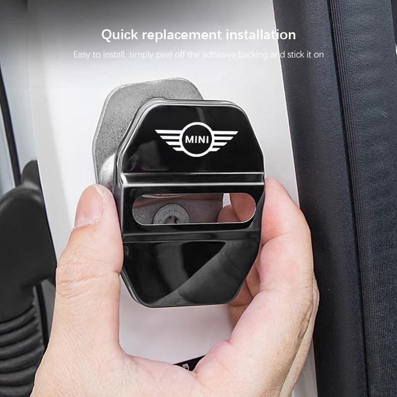 4Pcs Titanium Alloy Car Door Lock Protective Cover For MINI Cooper JCW Countryman Clubman Cabrio Paceman Coupe Roadster Clubvan