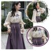 cute blouse and skirt set for top and bottoms with a bow Long Mori perfect for [LAVASEON] Mass-produced, 2-piece women. Midi-length tie. sleeves,