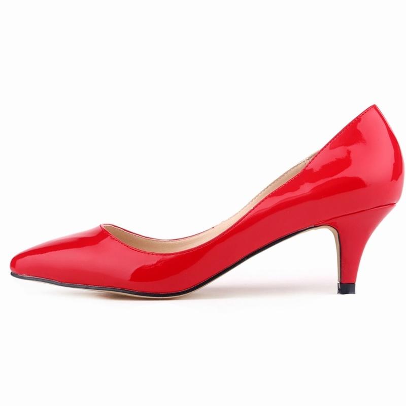Classic Sexy Pointed Low Med Kitten Heels Women Pumps Shoes Spring Brand Design Wedding Dress