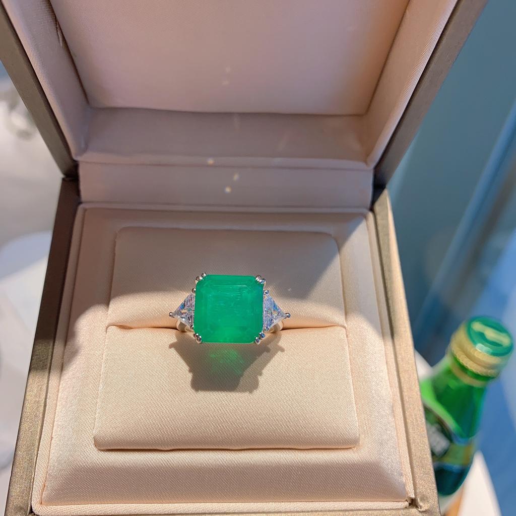 Gica Gema 100% stříbro 925 12*12mm Zirkony Drahokam Safír Citrín Svatební zásnubní koktejlový prsten Šperky pro pár