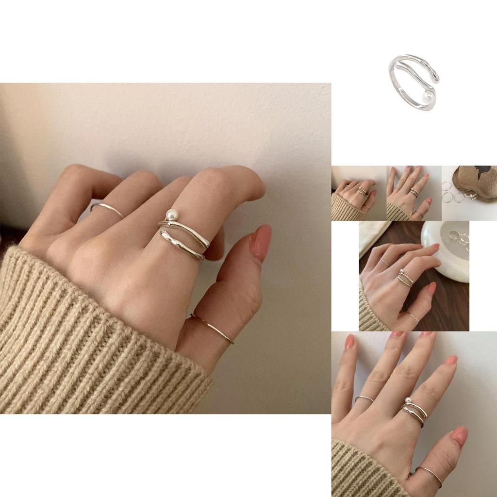 Stylish Minimalist Open Ring With Unique Dual Pearl Design For Fashionable Ladies