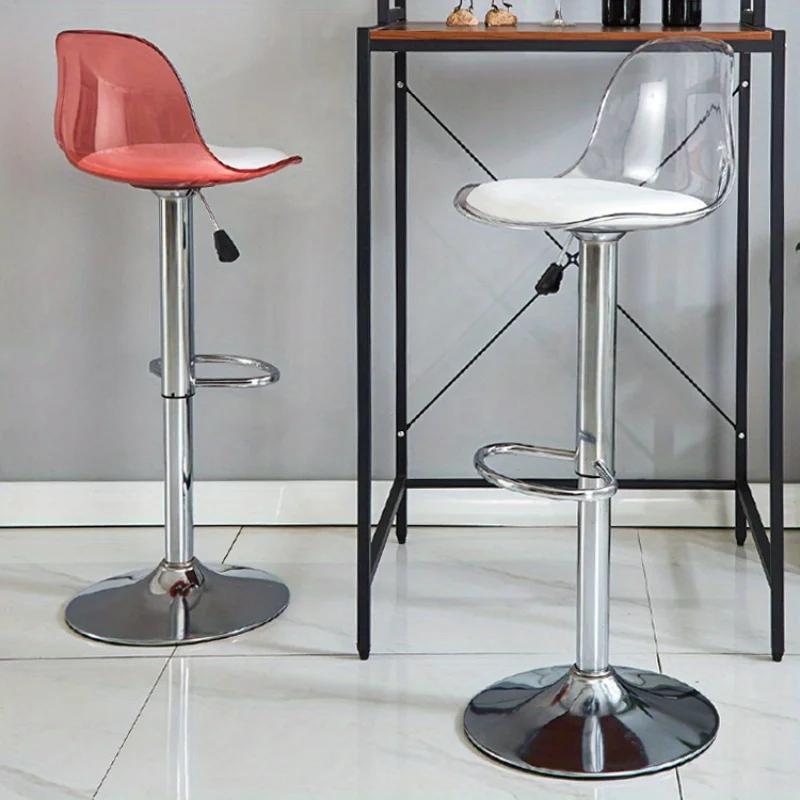 Acrylic Bar Chair Home Office Chair High Stool Lift Chair Back Transparent Telescopic Front Desk Cashier Bar Stool Furniture