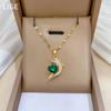 Green Love Dolphin Light Luxury Temperament Gorgeous Full Diamond Necklace Female Versatile Collarbone Chain Titanium Steel Chain