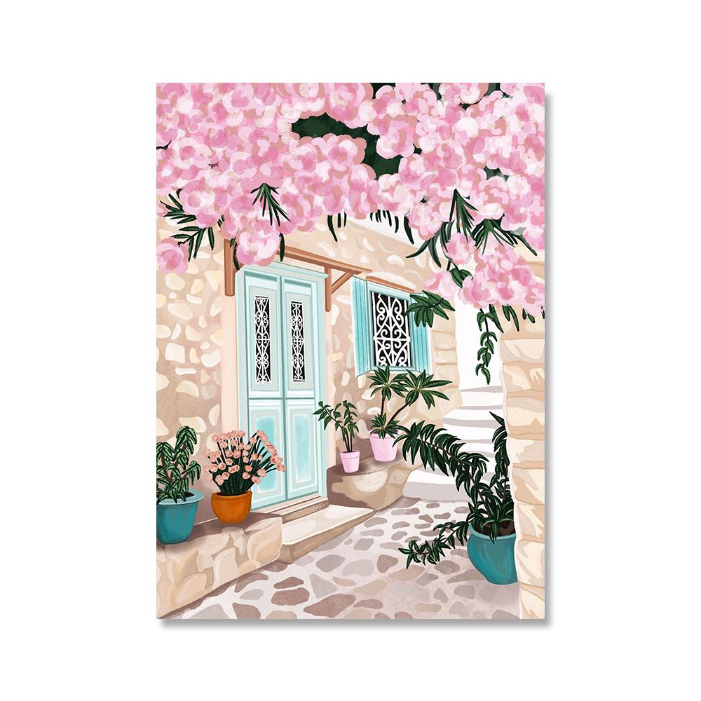 Floral Pflanzen Reise Griechenland Poster Marine Leinwand Malerei Floral Pflanzen Kunstdruck Nordic Strand Wandbild Wohnzimmer Wohnkultur