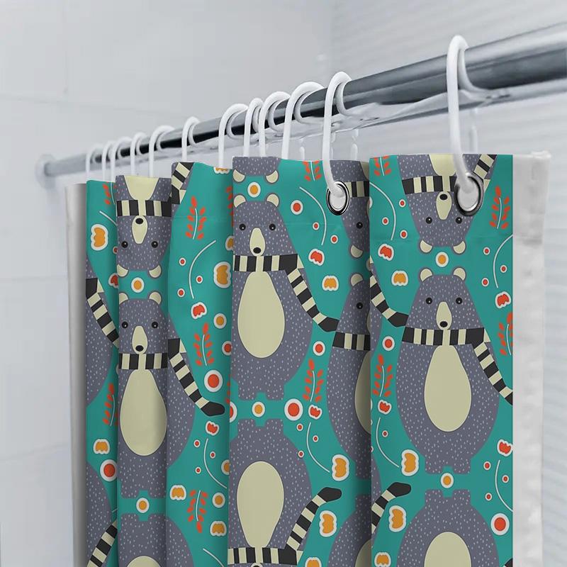 Cute Animal Shower Curtain Woodland Forest Wildlife Bathroom Decor Nature Backdrop Washable Waterproof Fabric