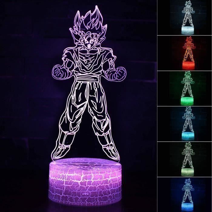 3D Lampes Illusions Dragon Ball Son Goku Lampe Veilleuse LED 7 Couleurs Télécommande Touch Mood Décoration Lamp de Table Cadeau