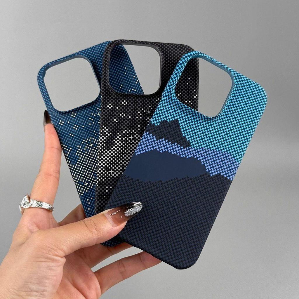 Kevlar Magnetic Case for iPhone 17 Pro Max - Sunset Mountains Design, Thin, Lightweight, Anti-drop