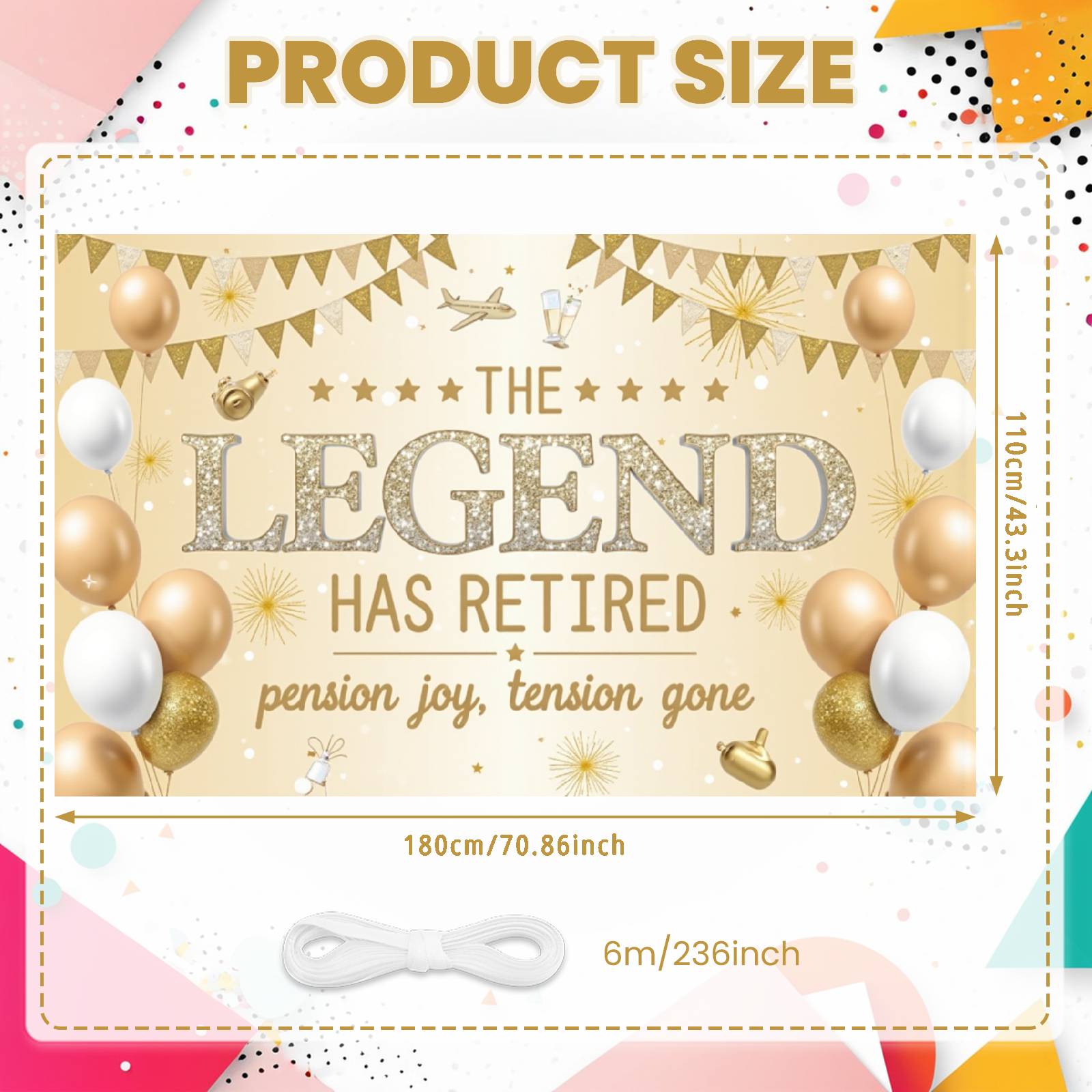 Pension Party Backdrop Elegant Joyful Retirement Backdrop Retirement Banner Sparkling Background For Happy Send-off Friends