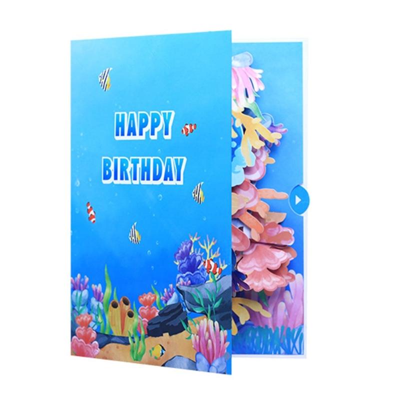 Ocean Theme Dimensional Card with Marine Life Decoration for Special Occasion Handmade Papercraft Greeting Car
