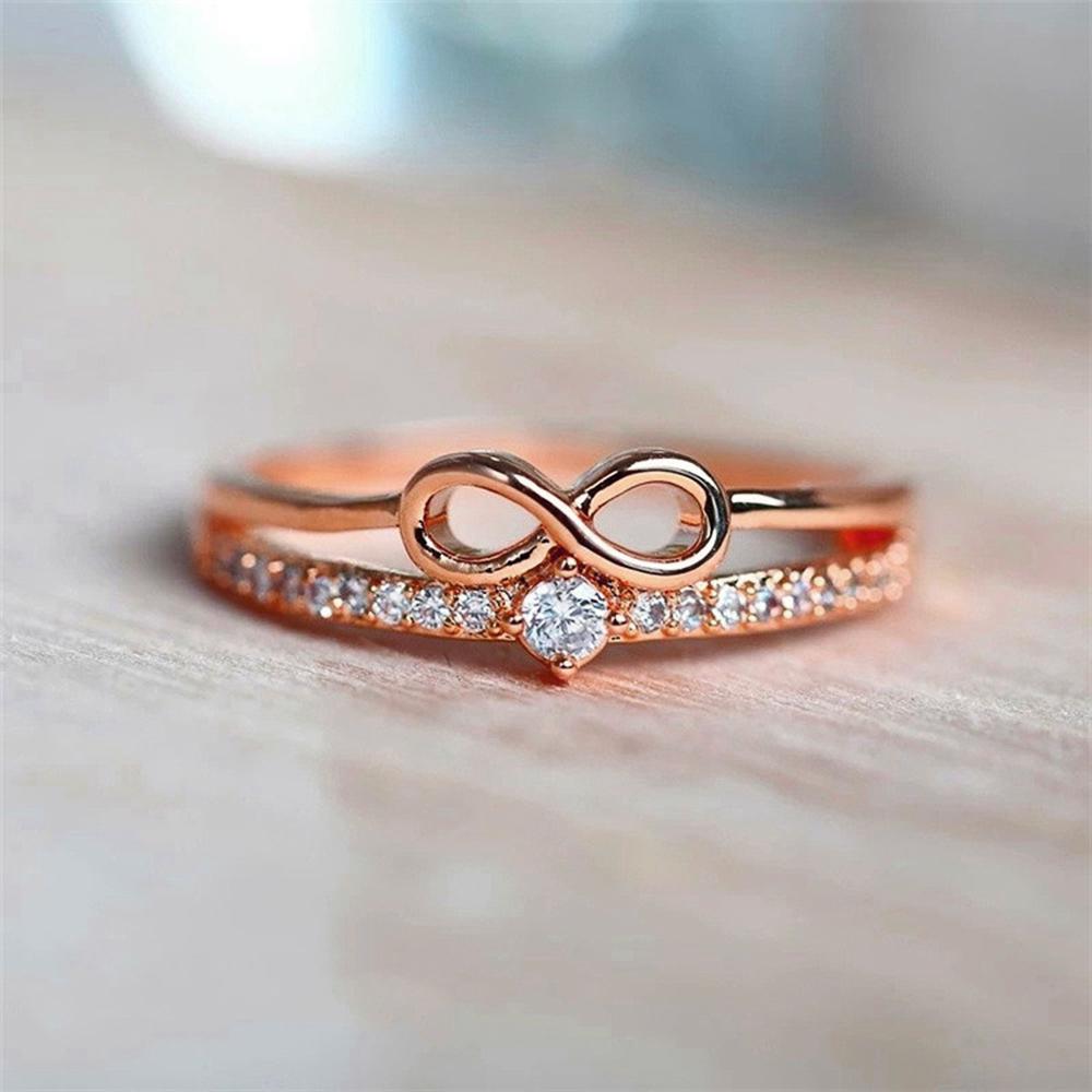 Huitan Fancy Infinity Ring for Women Modern Fashion Design Daily Wear Chic Finger Accessories Girl Gift Statement Jewelry