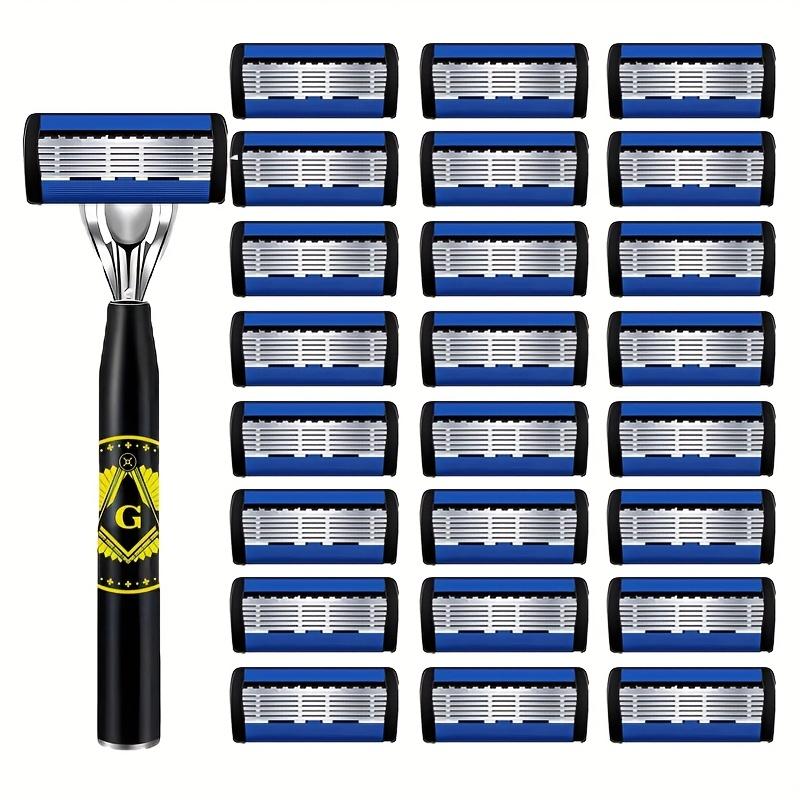 Six-layer Blades Minimize Irritation, Reusable Frame, Imported Blades, and Simple Head Interchange Options.