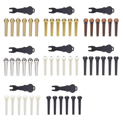 Acoustic Guitar Bridge Pins with Bridge Pin Puller Set Bass Guitar Bridge Pegs Stringed Instruments String Nail Remover