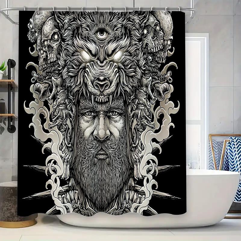 Gothic Horror Shower Curtain Skull Macabre Dark Art Home Decor Spooky Halloween Tapestry Wall Hanging Room Divider 90x180cm