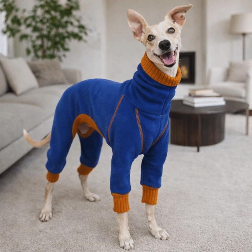 Dog Velvet Pajamas High Neck Dog Jumpsuit Stretchy Plush Pet Turtleneck Cold-Proof Breathable Dog Base Coat Daily Walk