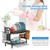 2 Tier Dish Drainer with Drainboard Dish Rack Large Capacity Dish Bowl Draining Storage Rack Saving Space for Kitchen Countertop