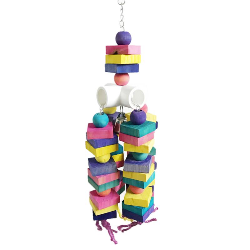 WTEMPO Building Blocks Toys For Small Medium And Large Parrots Pet Rainbow Bite String Toys Ladders 