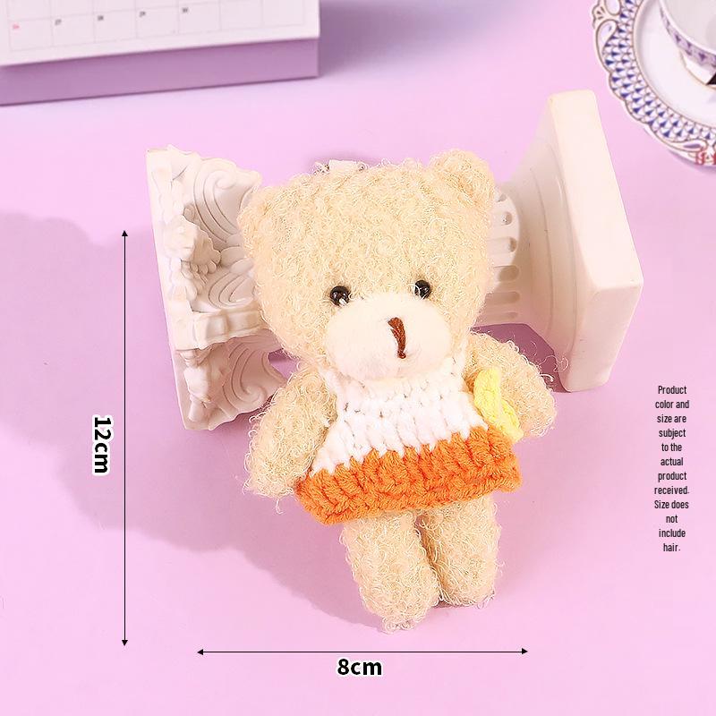 Blush Bear Doll Keychain: Cute Skirt Plush Heart Bag Charm Gift