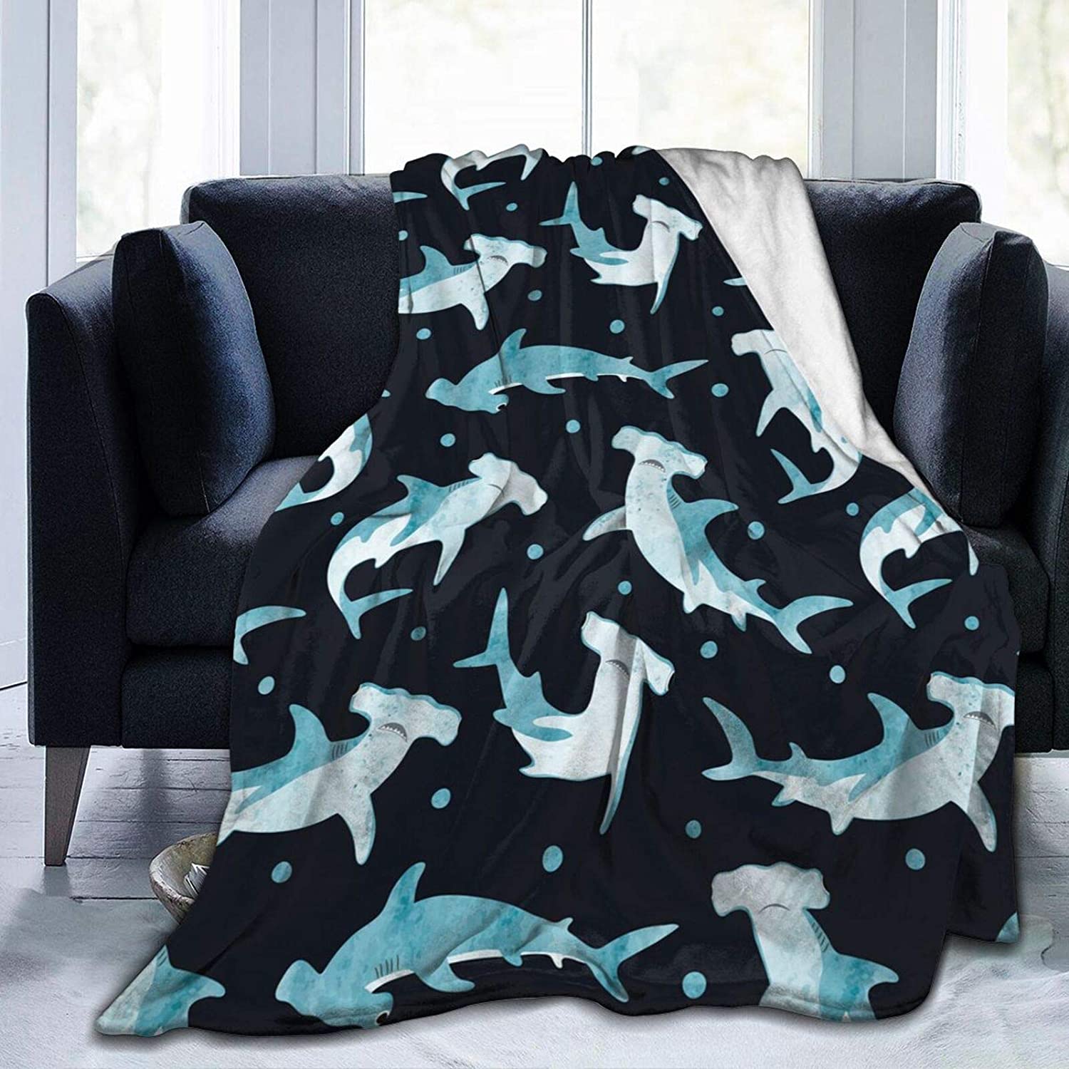 Exquisite Fashion Items Unisex Hammerhead Shark Blanket For Kids Teens Adults Soft Fleece Throw Blanket Cozy Bed Blanket King Size For Couch Bed Travel Camping