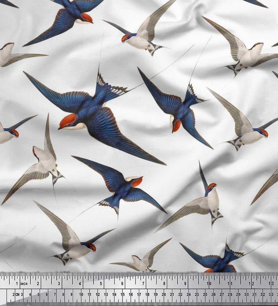

Чорна японська креп-атласна тканина Soimoi Flying Woodpecker Bird Тканина для рукоділля на метри 42 дюйми 42 Inch Wide - Poly Crepe білий