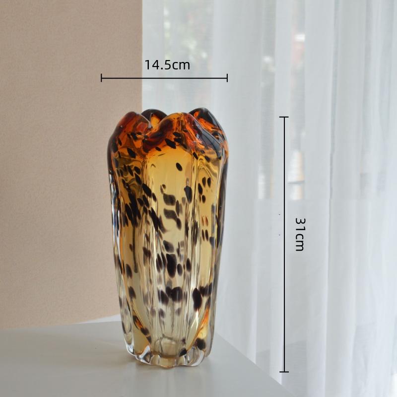 Průhledná Skleněná Váza Skvrny s Leopardím Vzorem Váza na Květiny Hydroponie Terárium Doplňky pro Aranžování Květin Domácí Dekorace