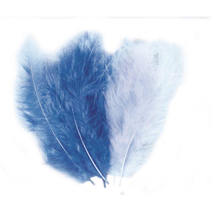 Plumes duvetées Tons Bleus 10-15 cm 15 pièces