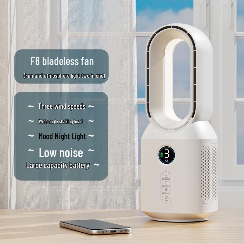 Leafless Desktop Bluetooth Speaker Fan with LED Light & USB Charging (2025 Model) Leafless Fan Multifunctional