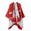 Womens Faux Cashmere Knit Cape Shawl With Slit Opening Ethnic Geometric Winter Wrap Scarf