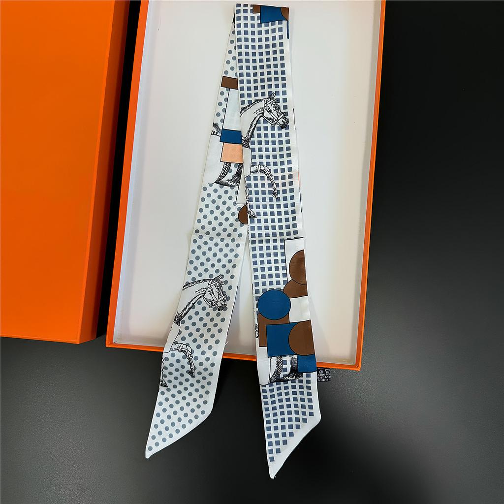 Gorgeous Saddle Twill Silk Scarf Women Fashion Scarf Luxury Skinny Bag Scarves Brand Design Foulard  Neckerchief Hair Headband