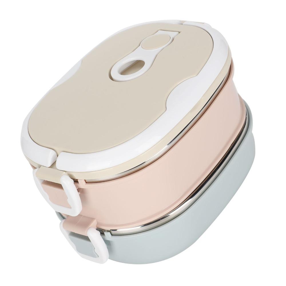 Round Shape Stackable Bento Box Stackable Design Insulated Lunch Container Outdoor Travel