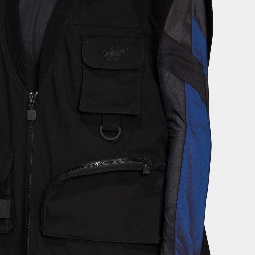 adidas Originals Blue Version Solid Color Zipper Multi-Pocket Sports Vest Women Vests Black HB9403