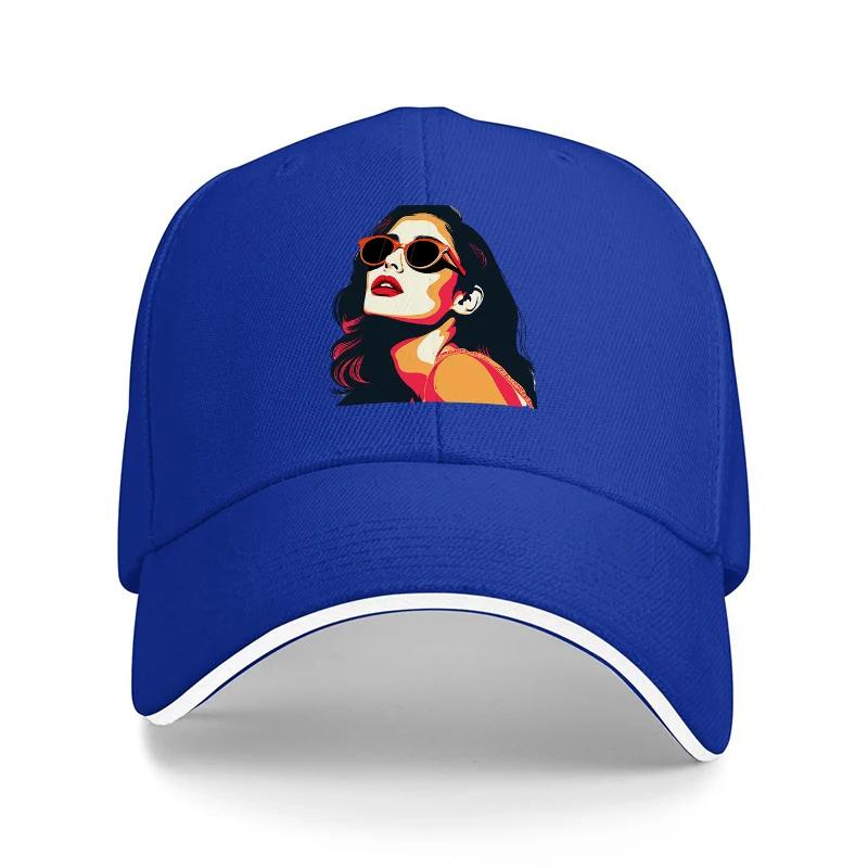 Vintage Pinup Girl Black Baseball Cap Colorful Graphic Print Classic Adjustable Hat for Fashion Streetwear Enthusiasts