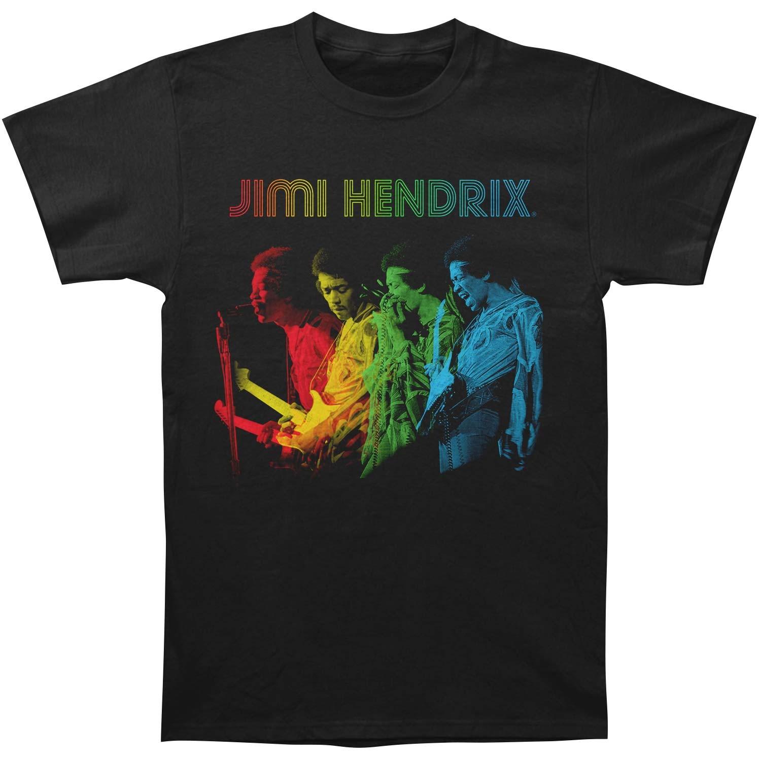 Mens Jimi Hendrix Rainbow Slim Fit T-shirt XXXX-Large Black XL