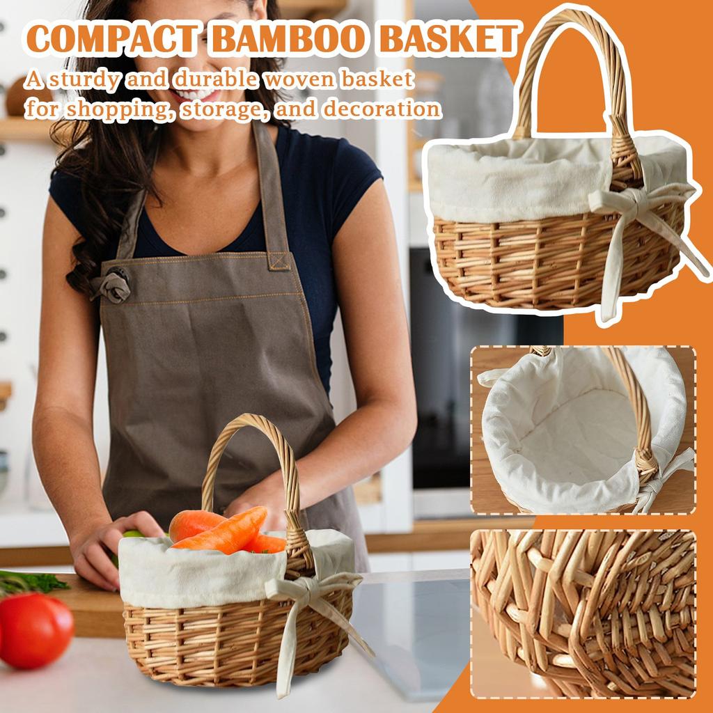 Hand-held Basket  Cloth  Rattan Weaving  Flower Basket Flower Basket Handicraft Basket