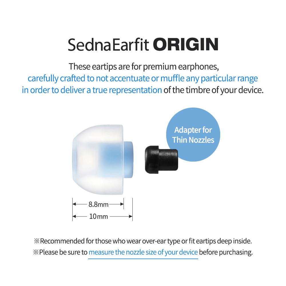 AZLA SednaEarfit ORIGIN Standard Size 1 Pair Wired Earphones Recommended Mushroom Shape Medical Silicone Tapered Design Thin Axis Nozzle Adapter