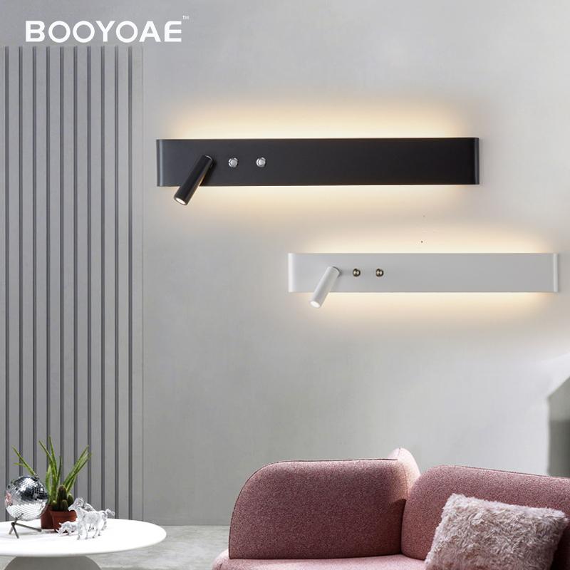 Modern Wall Lamp With Switch For Room Bedroom Bedside Hotel Lighting Sconce Indoor Black White Rotatable Wall Light Decoration