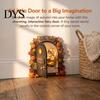 Fall Home Decor Accents Elf Wooden Door Halloween Decor, 2D Fairy Mouse Miniature Wall Rustic Autumn Shelf Hanging, Ornament for Home, Thanksgiving