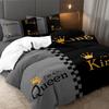 Valentine'S Day King And Queen Duvet Cover Set Crown Design Print Soft And Breathable Polyester Machine Washable
