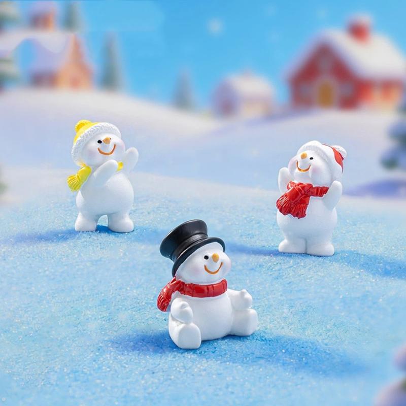 Mini Statuina di Natale in Resina con Carini Disegni di Babbo Natale e Pupazzo di Neve Perfetta per Paesaggi in Miniatura Decorazione da Scrivania per la Casa