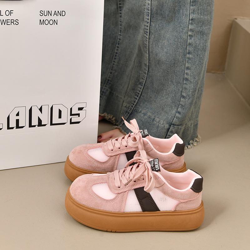 2025 Spring New Versatile Fashion Casual Shoes Korean Version of Color Matching Delicate Moral Training Shoes Trendy Board Shoes Women's Muffin Shoes