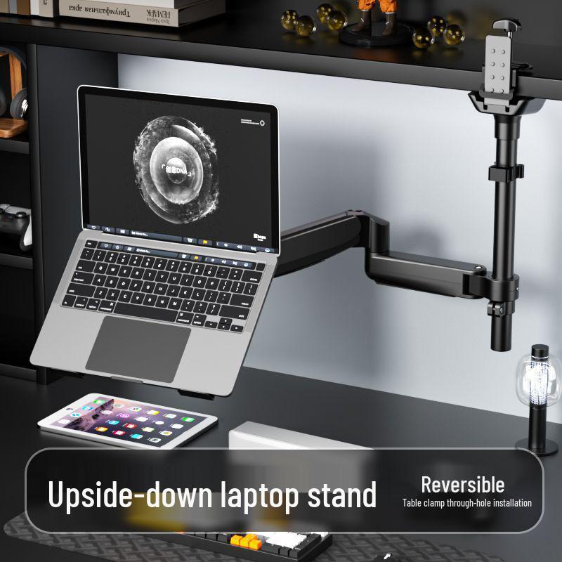 Laptop Stand with Adjustable Monitor Arm for Single/Dual Screens - Rotating and Lifting Functionality