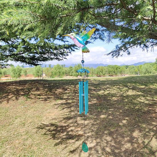 Wind Chimes for Outside Stained Glass Hummingbird/Dragonfly Wind Bell Hanging Ornament for Garden Patio Balcony Yard Window Decor Gifts for Women Mom