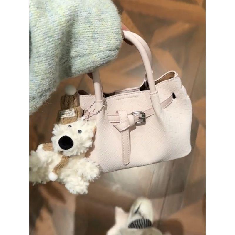 

Vegetable Basket Handbag Women 2025 New High-Grade Shoulder Shoulder Small Bag South korea Niche Portable Woven Bag Pink
